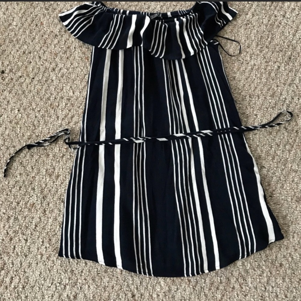 Cotton On navy and white strapless dress